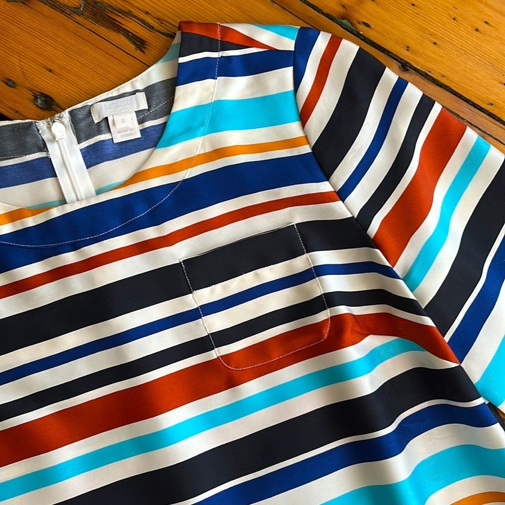 J.Crew Collection Women’s Silk Colorful Striped Top Size 8–Limited Edition - Picture 4 of 8